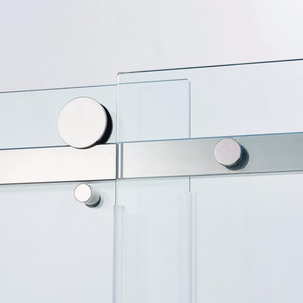 Rectangular top track bar with top and bottom wheels for single sliding shower door
