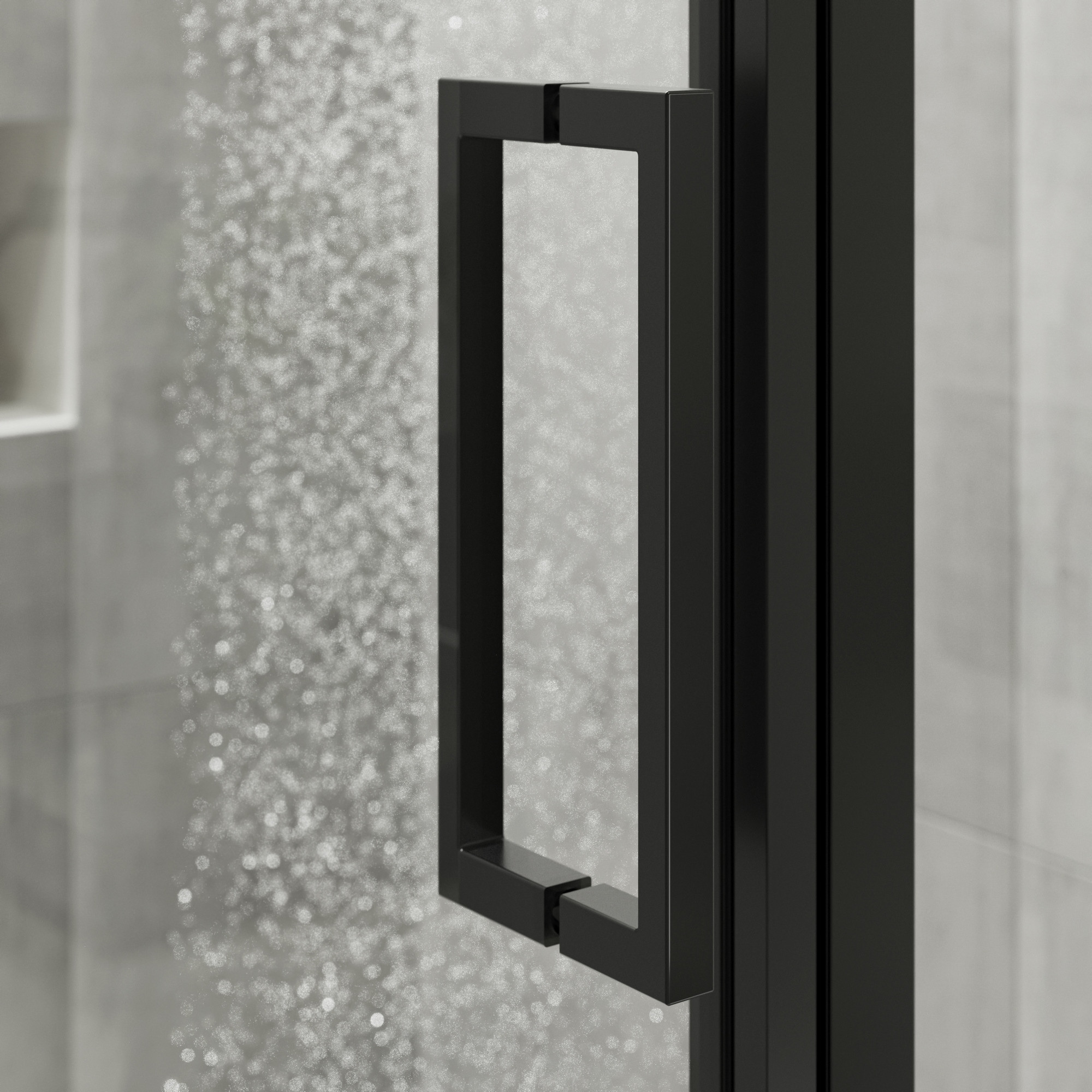 Back to back or double sided vertical shower door handle in matte black finish